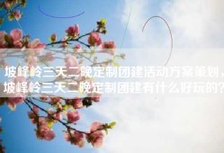 坡峰岭三天二晚定制团建活动方案策划，坡峰岭三天二晚定制团建有什么好玩的？
