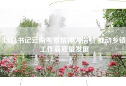 以总书记云南考察精神为指引 推动乡镇工作高质量发展