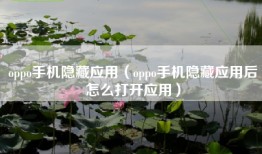 oppo手机隐藏应用（oppo手机隐藏应用后怎么打开应用）