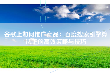 谷歌上如何推广产品：百度搜索引擎算法下的高效策略与技巧