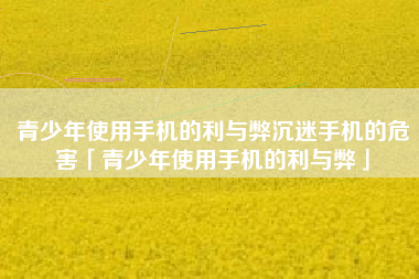 青少年使用手机的利与弊沉迷手机的危害「青少年使用手机的利与弊」